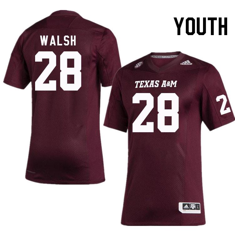 Youth #28 Kyle Walsh Texas A&M Aggies College Football Jerseys Stitched Sale-Maroon